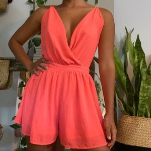 Neon pink romper